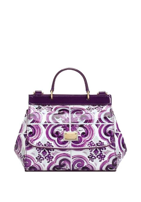 Borsa a Mano Sicily Con Stampa Maiolica Viola DOLCE & GABBANA KIDS | EB0003-AQ975I03TN